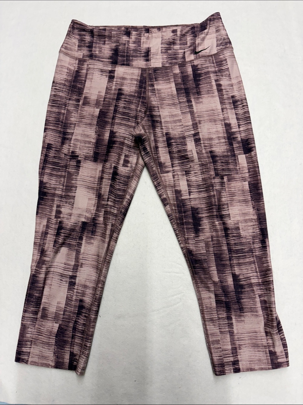 Nike Mauve Pink and Plum Brushed Print Capri Leggings